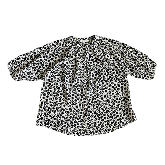 Hayden Los Angeles Black White Floral Button Up Blouse Size S NWT - Picture 1 of 4